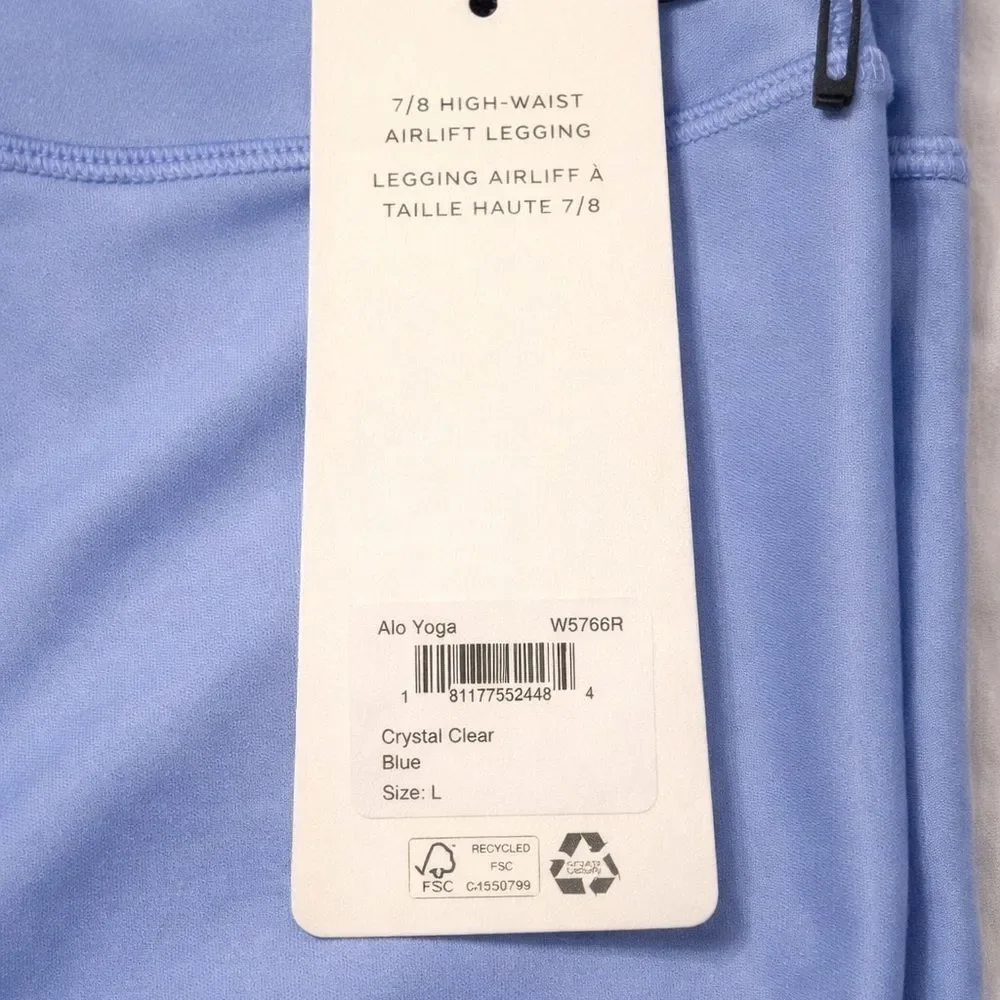 Alo Yoga Airlift 7/8 Leggings High Waist Crystal Blue NWT Women L